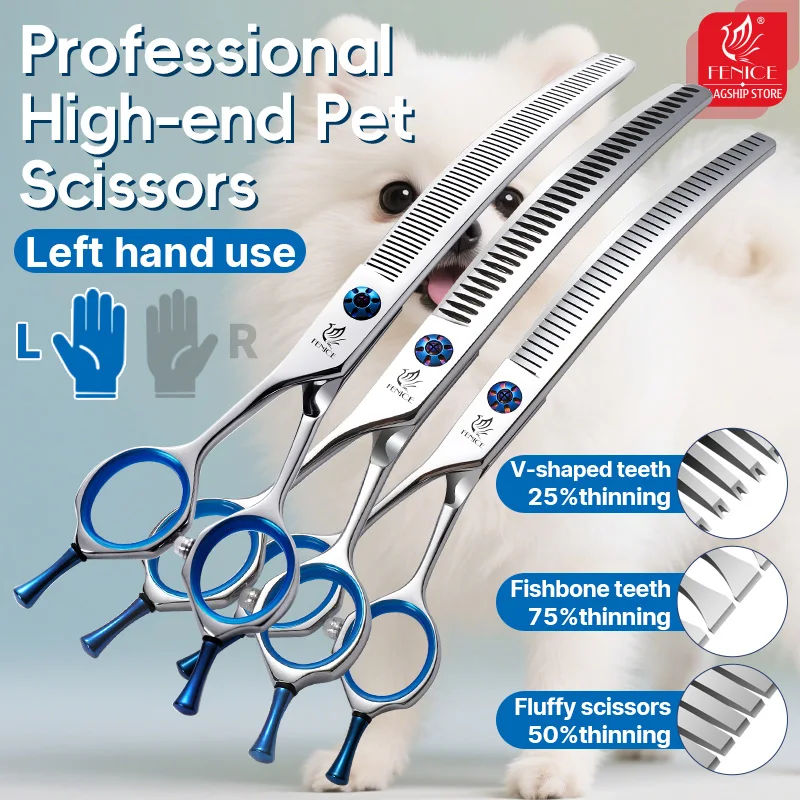 Grooming Scissors - Fenice JP440C Professionelle 7/7,5/8 Zoll Linkshänder-Hundeschere,