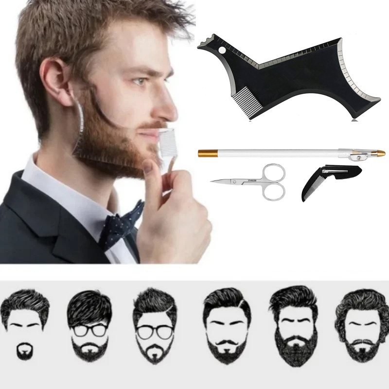 Beard Trimmer - 4Pcs Set Bart Gestaltung Kit Multi-Kurve