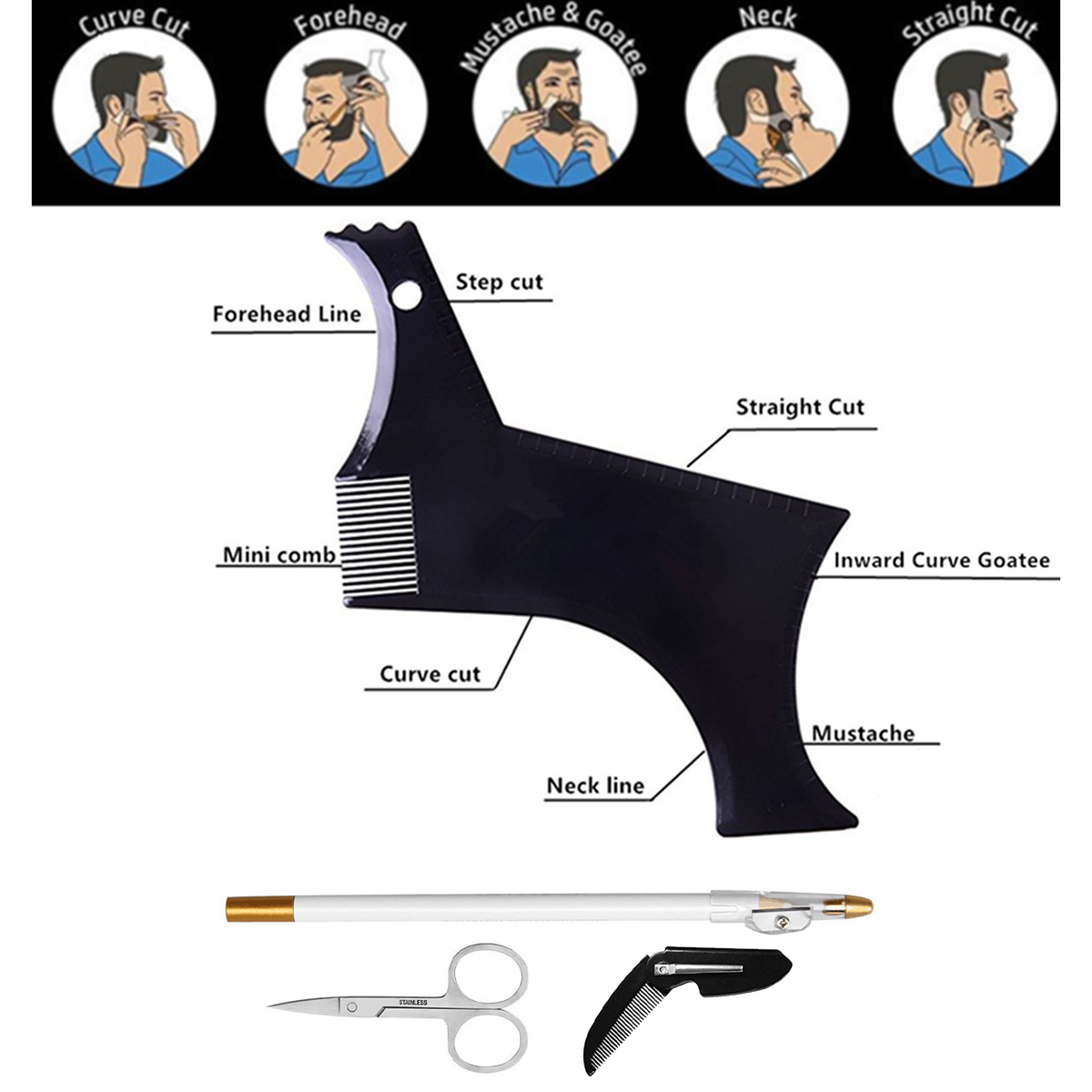 4Pcs Set Bart Gestaltung Kit M – Beard Trimmer Bewertung und Preis
